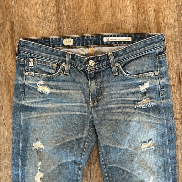 AG ADRIANO GOLDSCHMIED DISTRESSED BOOTCUT JEANS (27R) - Picture 4 of 10